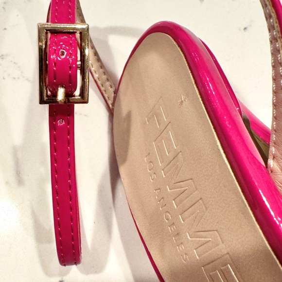 Femme Los Angeles Women’s Shiny Pink Stiletto Ankle Strap Sandals Size 7 NWOT - Picture 10 of 14